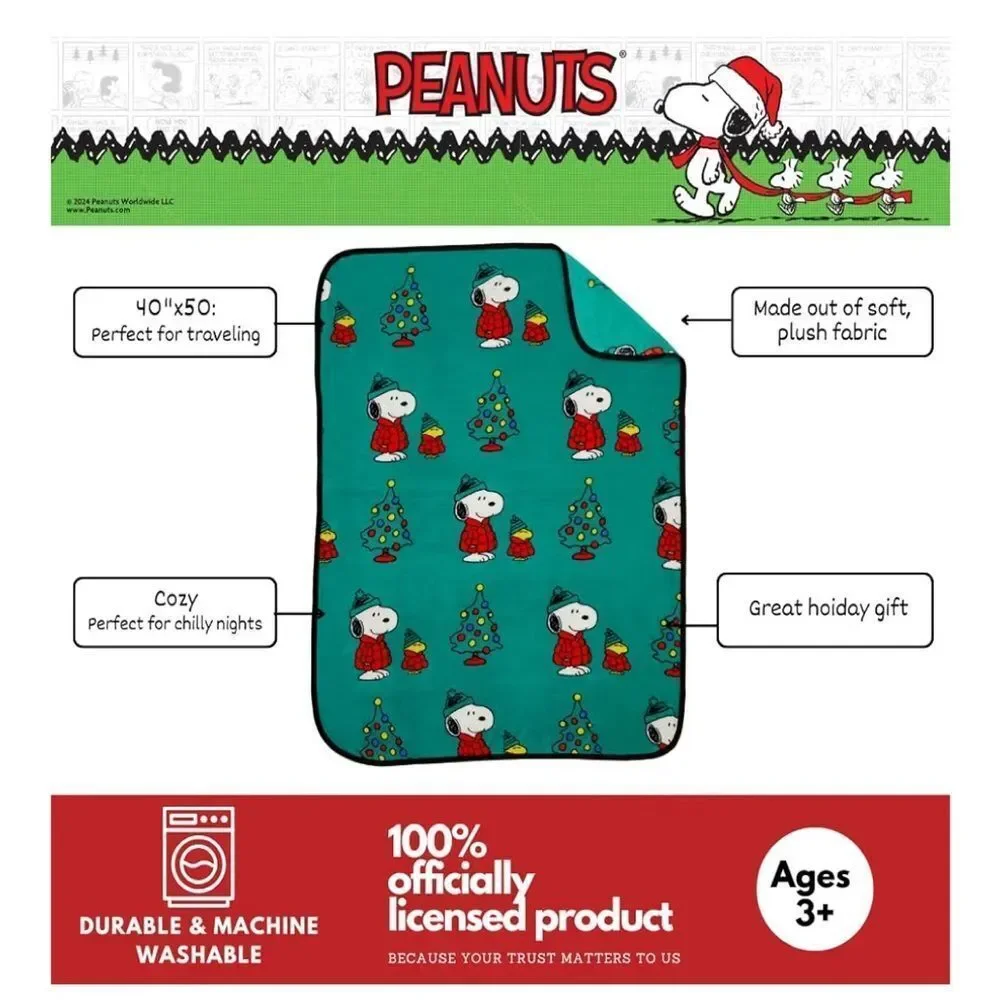 Peanuts® Snoopy & Woodstock Puffer Coat  Cozy Plush Throw, 40 in x 50 in